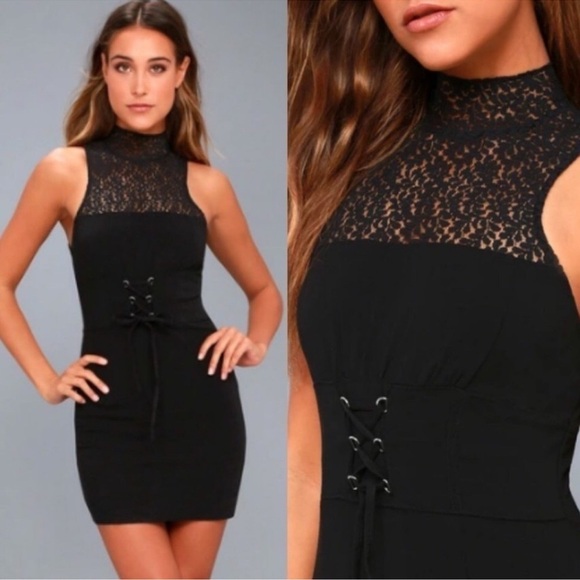 Free People Intimately High Society Black Lace Bodycon Dress Size XS - Picture 1 of 13